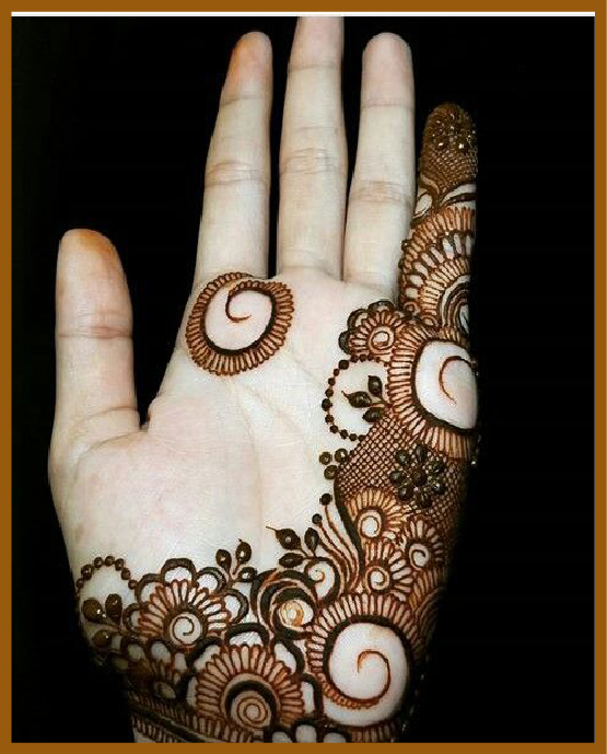 Minimal Front Hand Mehndi Design With Single Flower Curl
